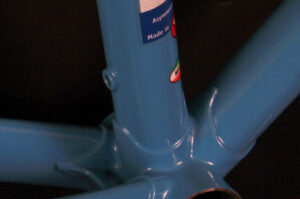 Custom bicycle frame painting: Belgian Blue