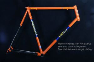 Molteni Orange with Black Nickel Rear Triangle: Custom bicycle frame painting